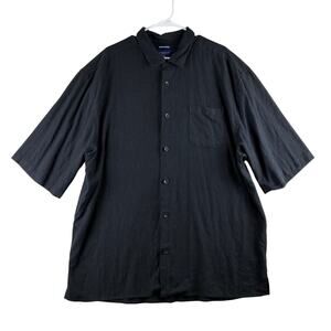 Trust Short Sleeve Button Up Shirt Men’s 4X Solid Black Casual Versatile Beach